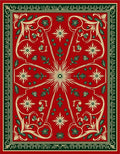 Crimson Green Ivory Floral Sunburst Rug
