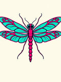Crimson Turquoise Dragonfly Wing Art Rug