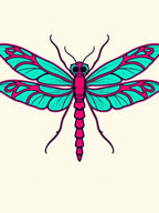 Crimson Turquoise Dragonfly Wing Art Rug