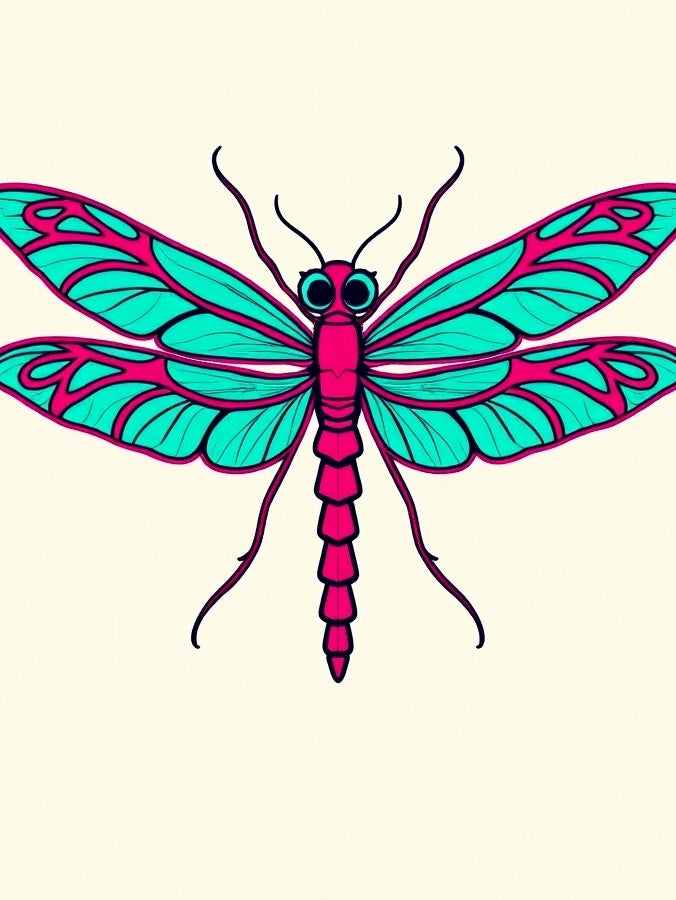 Crimson Turquoise Dragonfly Wing Art Rug