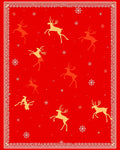 Crimson Reindeer Snowflakes Festive Border Rug