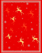 Crimson Reindeer Snowflakes Festive Border Rug
