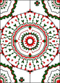 Red Green Medallion Mandala Rug
