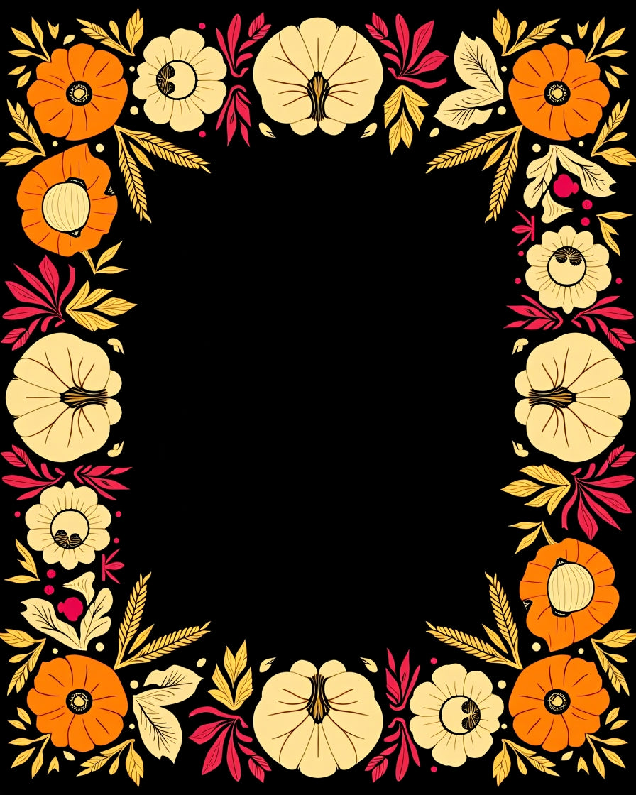 Autumn Harvest Floral Border Rug