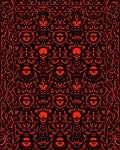 Bold Red Skull Floral Symmetry Rug