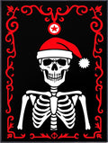 Crimson Frame Skeleton Santa Hat Rug