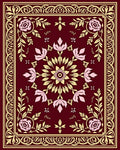 Crimson Rose Floral Medallion Border Rug