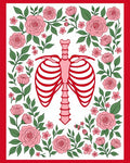 Pink Ribcage Floral Garden illustration Rug