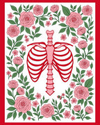 Pink Ribcage Floral Garden illustration Rug