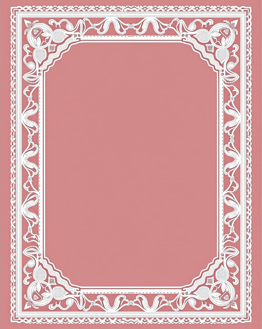 Ornate Rose Lace Medallion Border Rug