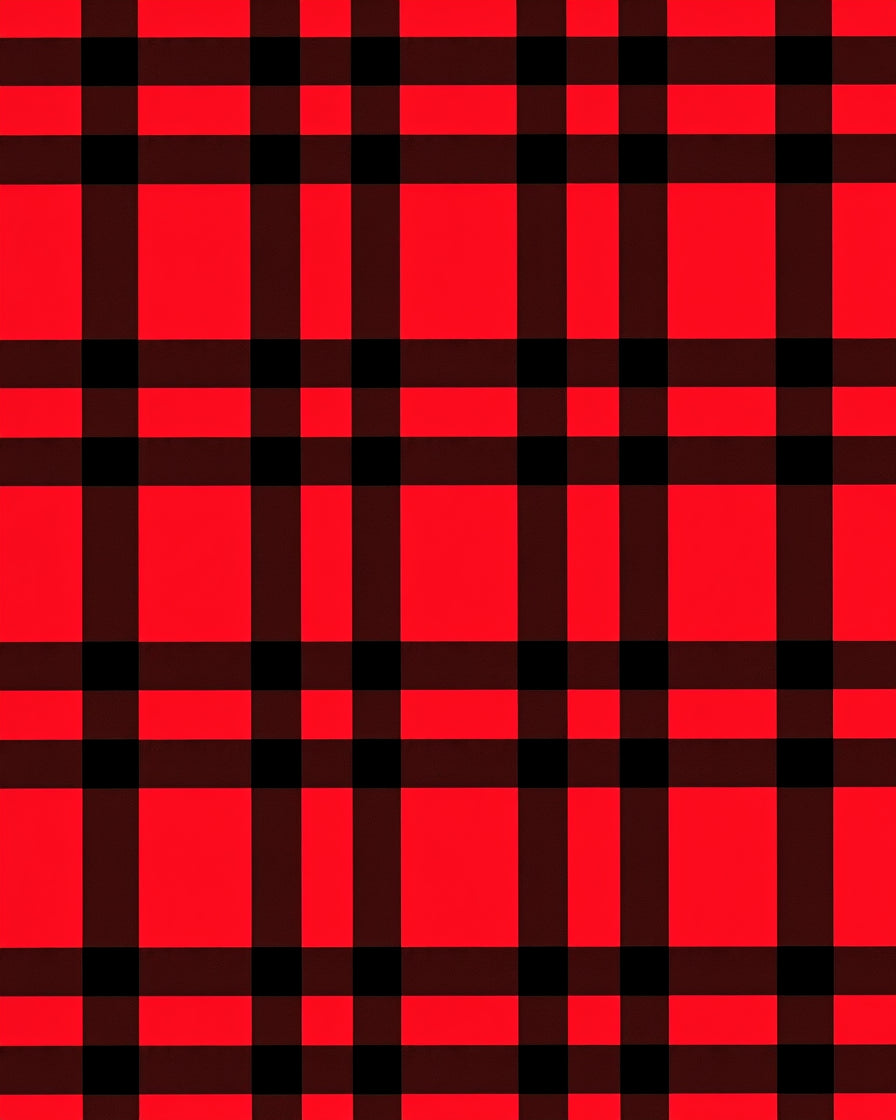 Classic Red Black Plaid Square Rug