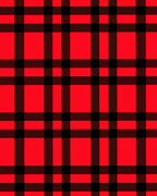 Classic Red Black Plaid Square Rug