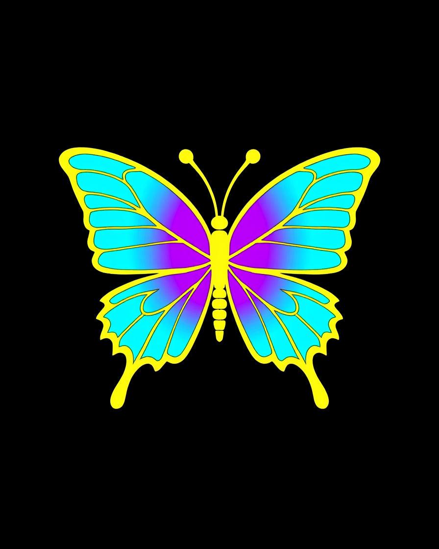 Vivid Yellow Purple Blue Butterfly Garden Rug