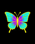 Vivid Yellow Purple Blue Butterfly Garden Rug