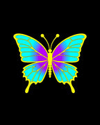 Vivid Yellow Purple Blue Butterfly Garden Rug