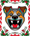 Bold Red Green Bright Dog Face Rug