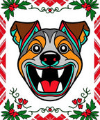 Bold Red Green Bright Dog Face Rug