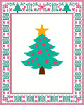 Festive Teal Christmas Tree Border Rug
