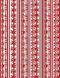 Red White Vertical Stripe Floral Motif Rug