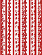 Red White Vertical Stripe Floral Motif Rug