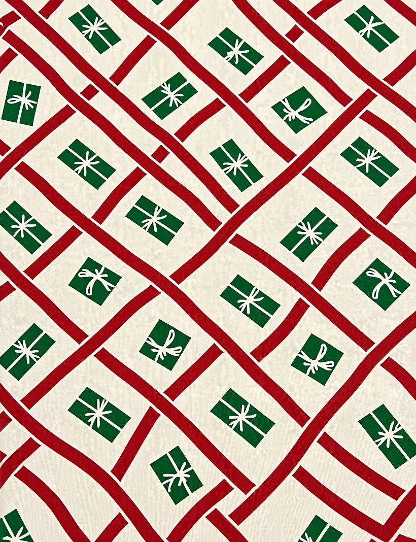 Red Green Gift Wrapped Holiday Lattice Rug