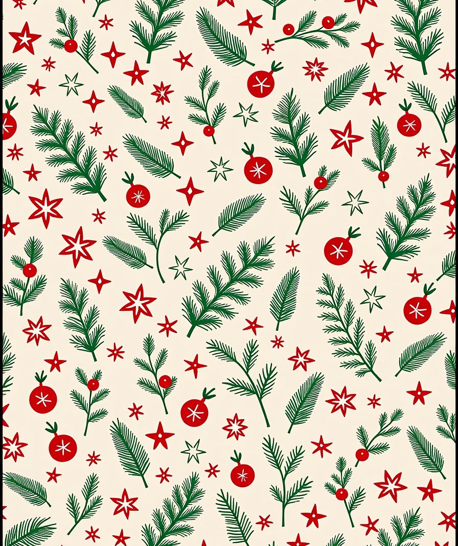 Holiday Evergreen Berry Orb Stars Rug