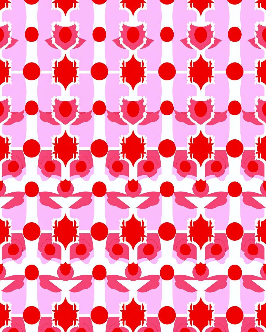 Retro Red Blossom Geometric Abstract Rug