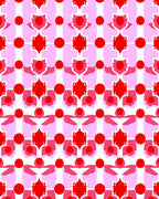 Retro Red Blossom Geometric Abstract Rug