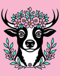 Pink Cow Floral Crown Meadow Rug