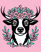 Pink Cow Floral Crown Meadow Rug