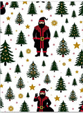 Festive Santa Claus Christmas Trees Stars Rug