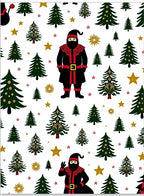 Festive Santa Claus Christmas Trees Stars Rug
