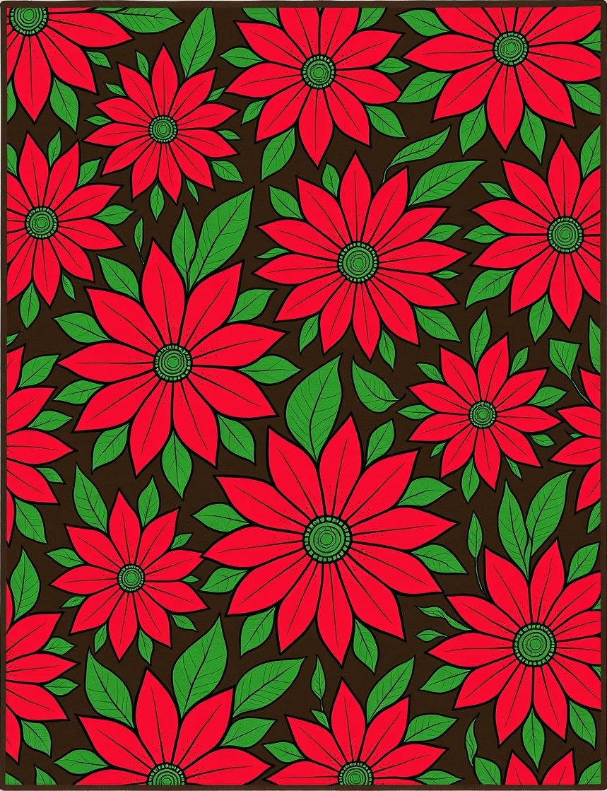 Bold Red Floral Garden Rug