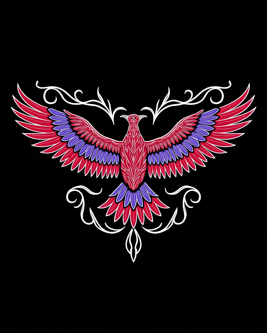 Crimson Purple Phoenix Winged Crest Rug