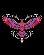 Crimson Purple Phoenix Winged Crest Rug