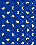 Celestial Blue Crescent Moon Grid Rug