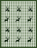 Forest Green Gingham Deer Tableau Rug