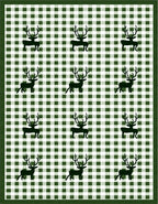 Forest Green Gingham Deer Tableau Rug