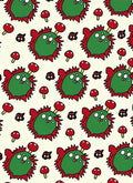Whimsical green creatures with red mushrooms Rug