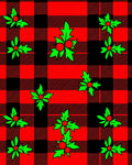 Red Black Buffalo Plaid Holly Sprigs Rug