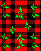 Red Black Buffalo Plaid Holly Sprigs Rug