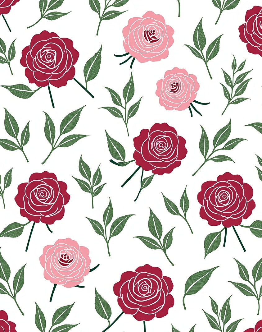 Crimson and Pink Roses Floral Repeat Rug