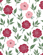 Crimson and Pink Roses Floral Repeat Rug