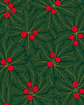 Elegant Green Holly Berry Collection Rug