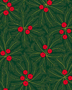 Elegant Green Holly Berry Collection Rug