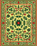 Victorian Yellow Red Green Floral Rug