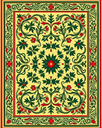 Victorian Yellow Red Green Floral Rug