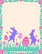 Playful Purple Bunnies Easter Eggs Field Rug