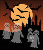 Spooky Moonlit Castle Bats and Ghosts Rug