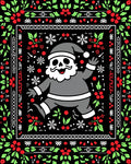 Skeleton Santa With Holly Snowflakes Rug